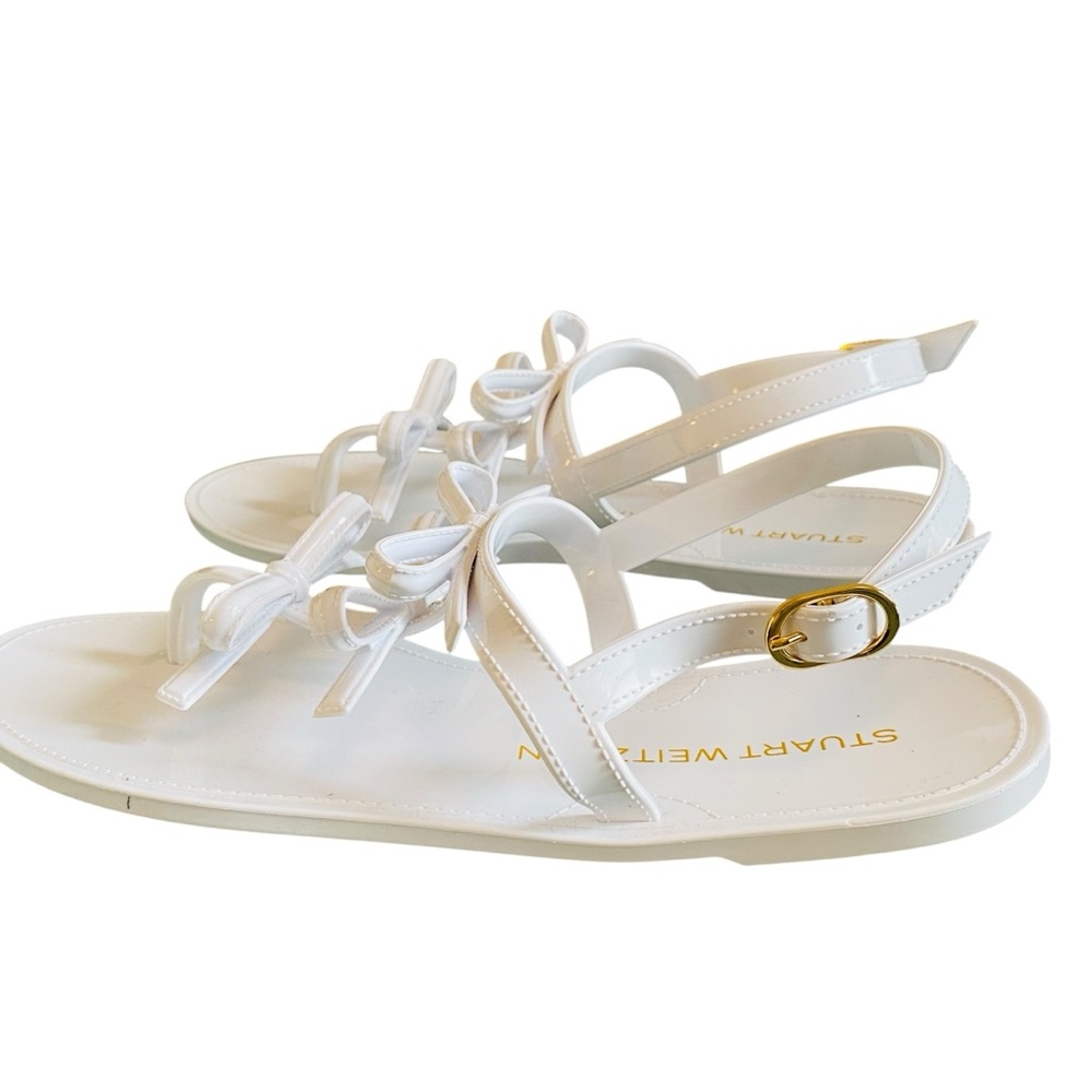 Women’s Size 8 (Euro Sz 39) Staurt Weitzman Felicity Bow Jelly Sandals In White - Picture 10 of 14